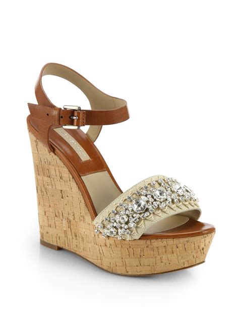 michael kors cork wedges|michael kors suede wedges.